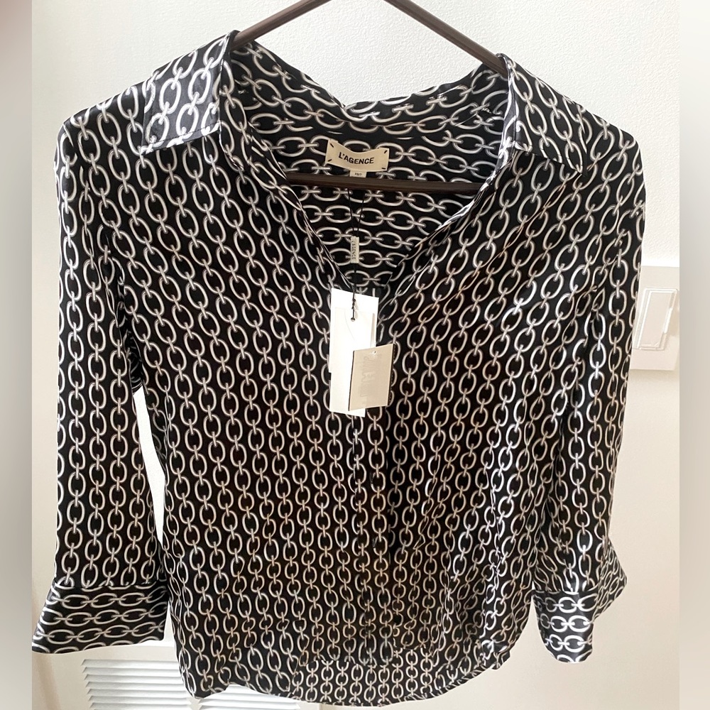 L’agence XS silk chain pattern blouse